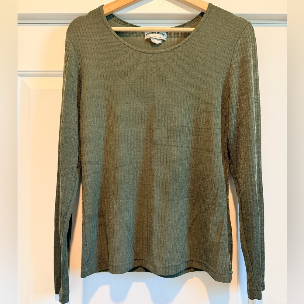 Frazier Lawrence Olive Long Sleeve Ribbed  Top
